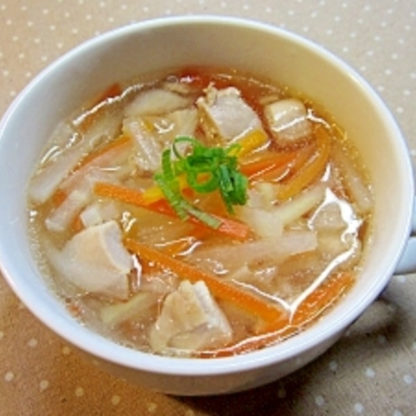 大根と鶏団子のピリ辛豆乳スープ