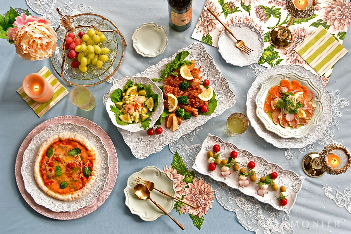 クリスマス テーブルウェア イタリア製 陶器 中皿 31X25cm オーバル リボン パーティープレート bre-1695-32k -ヨーロッパギフト専門店 カサピース - プレゼント＆ギフトのギフトモール