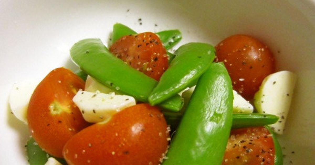 糖質オフ！1人分7.1g♪ スナップエンドウとミニトマトのチーズあえ