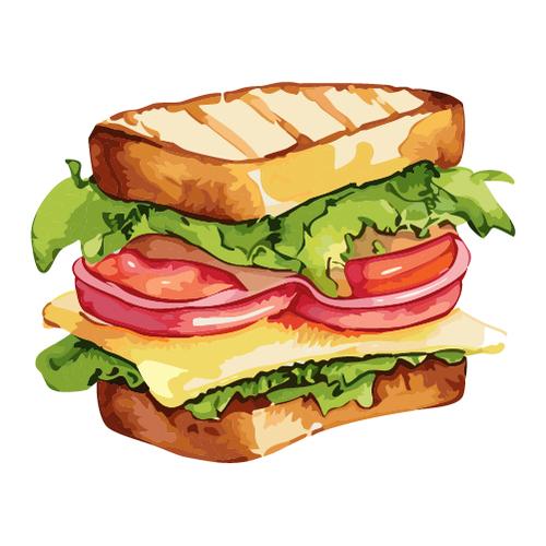 サンドイッチ 俯瞰 の無料イラスト透過PNG・商用利用OKイラストセンタ