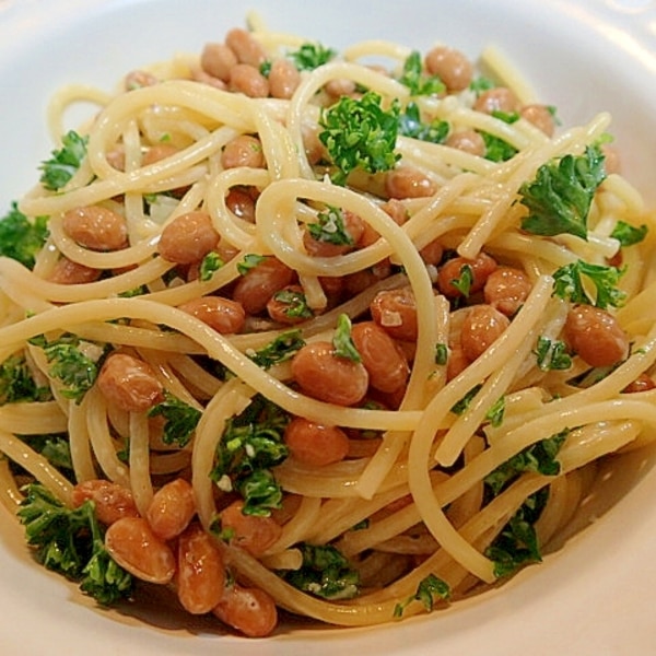 グランプリレシピ 家族絶賛の納豆パスタニンニク醤油風味