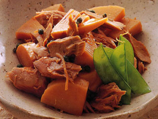 なまり節とたけのこの実ざんしょう煮