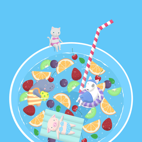 カラフルでおいしそうなフルーツポンチの水彩イラストのイラスト素材86771028- PIXTA