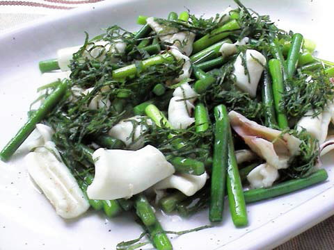 いかとにんにくの芽の塩炒め 080804 コープクッキング - 生活協同組合コープこうべ