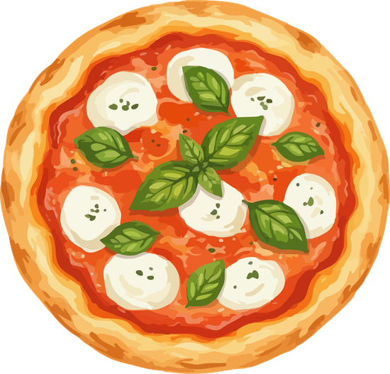 ピザの手描きセットイラスト