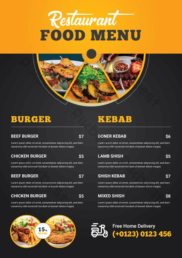 レストランメニューテンプレートイラストテンプレート素材PSDダウンロード