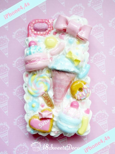 いちごアイスキャンディーのスマホケース - Milky Ribbonのスイーツデコ