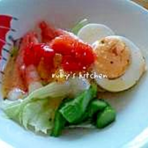 ピンチョス風の夕食 ♪海老とゆで卵・帆立・無花果・ミニパプリカ♪ : やせっぽちソプラノのキッチン２