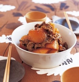 味染み大根と牛こまの韓国風煮