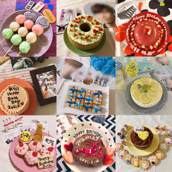 韓国風 お花ケーキ ハーフバースデー 誕生日 推し活 推しカラー 推しケーキ