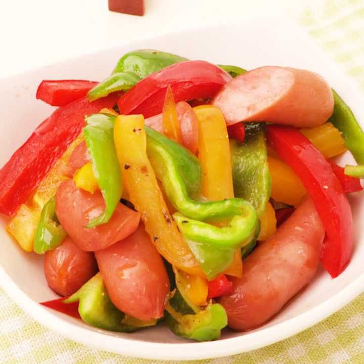 豚こまとパプリカのポンバター炒め