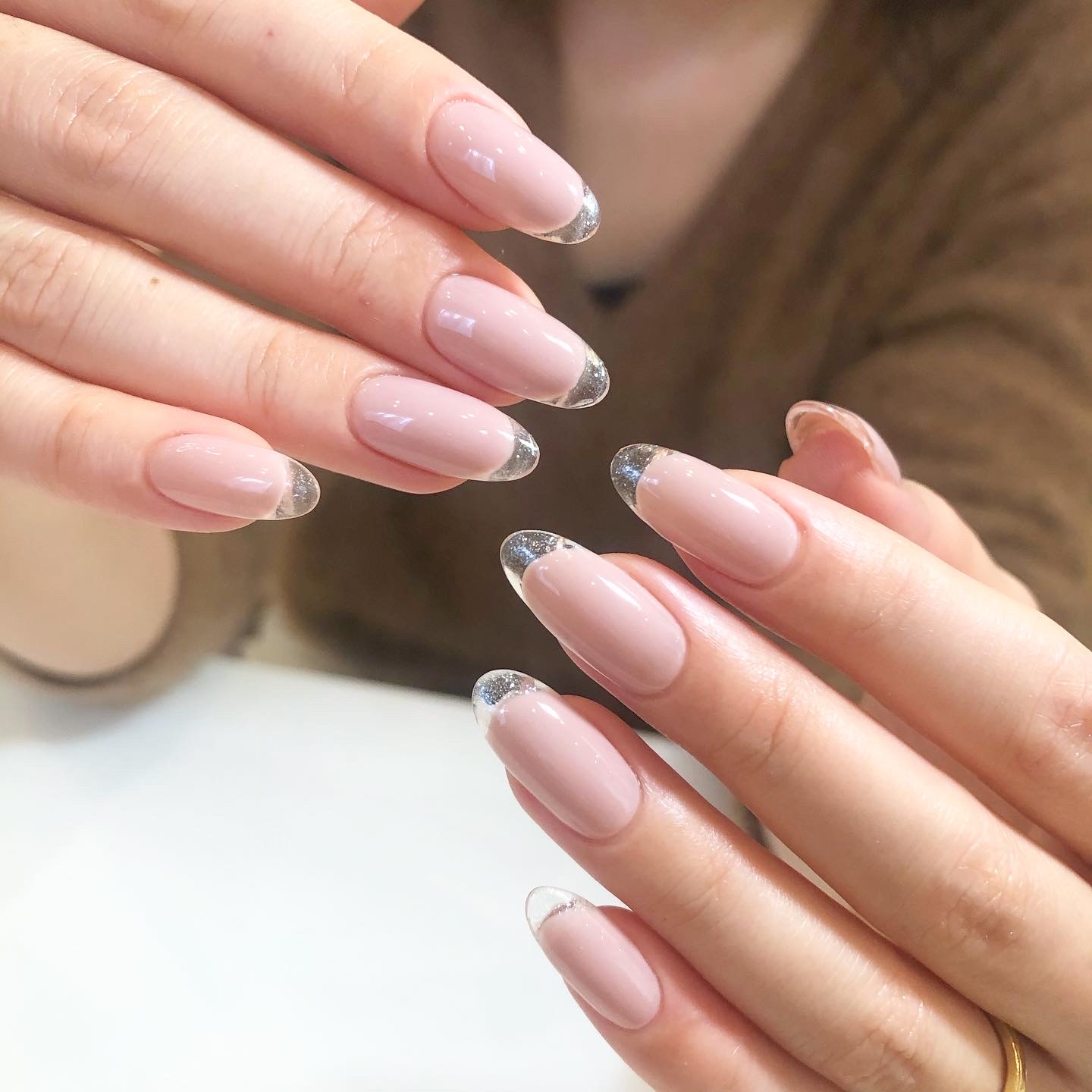 クリアフレンチ♡トレンドデザイン 別府市ネイルサロン『espacio』別府市ネイルサロン美フォルムと上品＆個性派ネイルのエスパシオ espacio