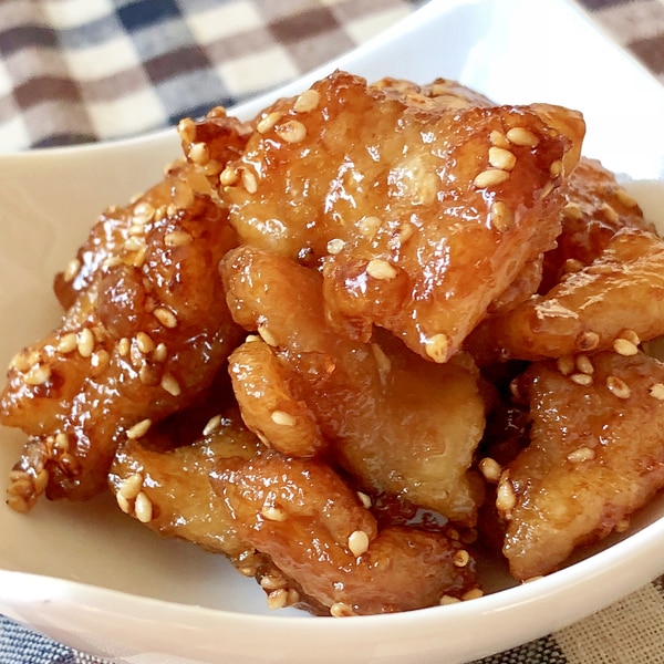 鶏モモ肉とごぼうの甘辛炒め