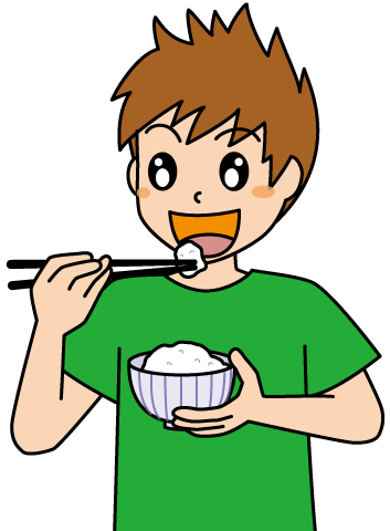 無料イラスト かわいいフリー素材集: パソコンの前でご飯を食べる人のイラスト 女性