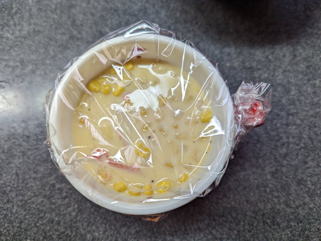 コーンクリーム缶で洋風なレンチン茶碗蒸し