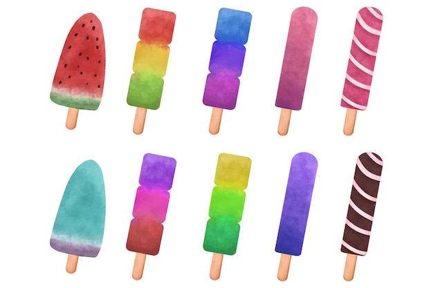 アイスキャンディーのアイコン 線画カラー の無料イラストイラストセンタ