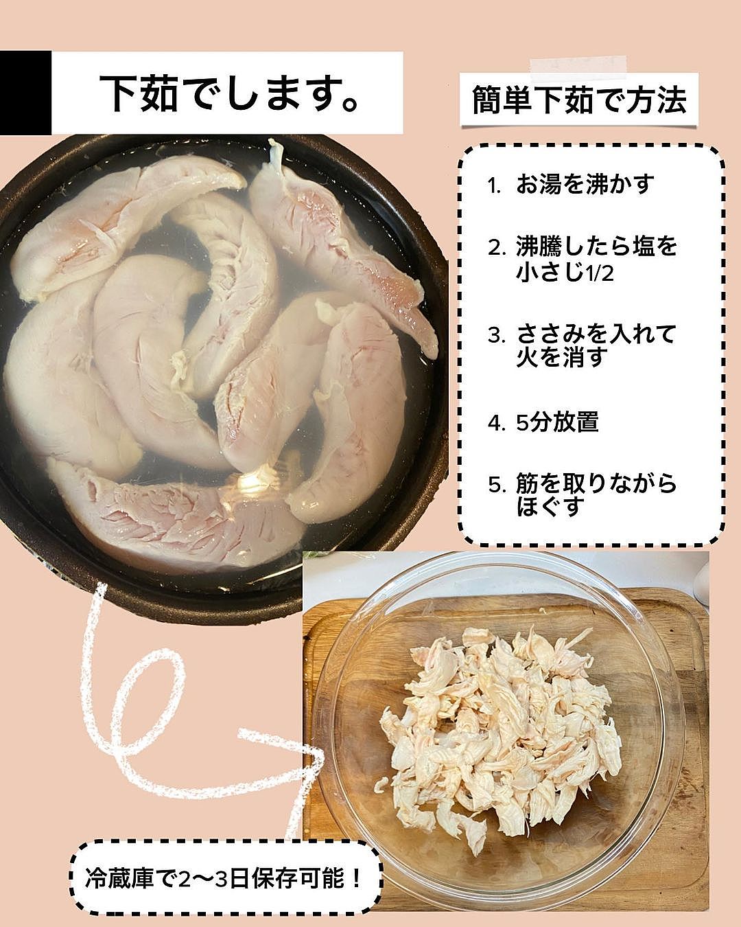 プリプリささみ🐓@yu_ta11ta_yu さんの投稿をお借りしました❕ ・ ゆうた @yu_ta11ta_yu です😁 ささみ をプリップリに茹でる方法知ってる？知らないならぜひ試してみて！これささみなの？ってくらいプリプリになるからやってみて！ 茹でるささみの本数によって