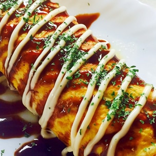 白菜のもちキムチーズお好み焼き