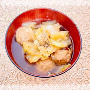 ベーコンとキャベツのコンソメスープパスタ＜塩分控えめ＞
