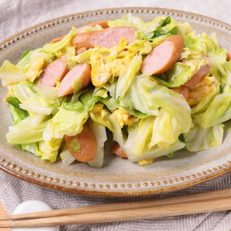 ウインナーと卵炒め