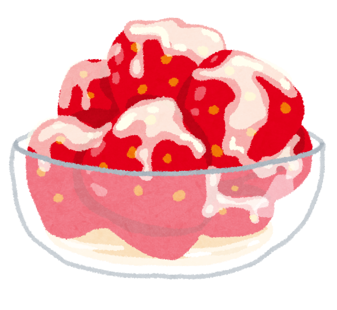 いちごが乗っているいちご大福のイラスト - ONWAイラスト