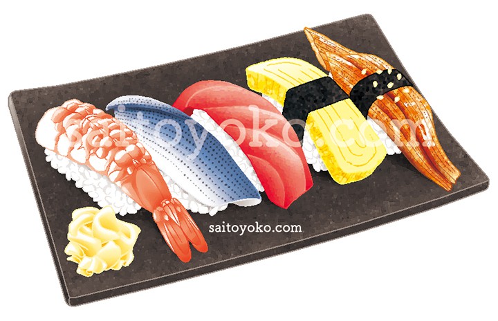 リアルな寿司 。新鮮な魚、野菜、シーフード、海苔で包んだご飯、3D分離ロール、サーモン、エビ、キャビア、アジアのスナックのベクター画像セットを含む日本の伝統的な食べ物の イラスト素材・ベクター Image 199675228