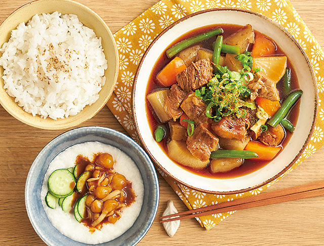 365日の献立 ３月１１日 お値打ち価格の牛もも肉で赤ワイン煮 - すずめの食卓３６５日