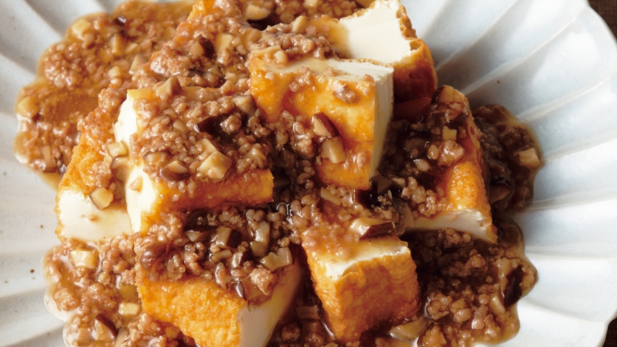 小松菜と厚揚げの和風そぼろあん ご飯との相性抜群！