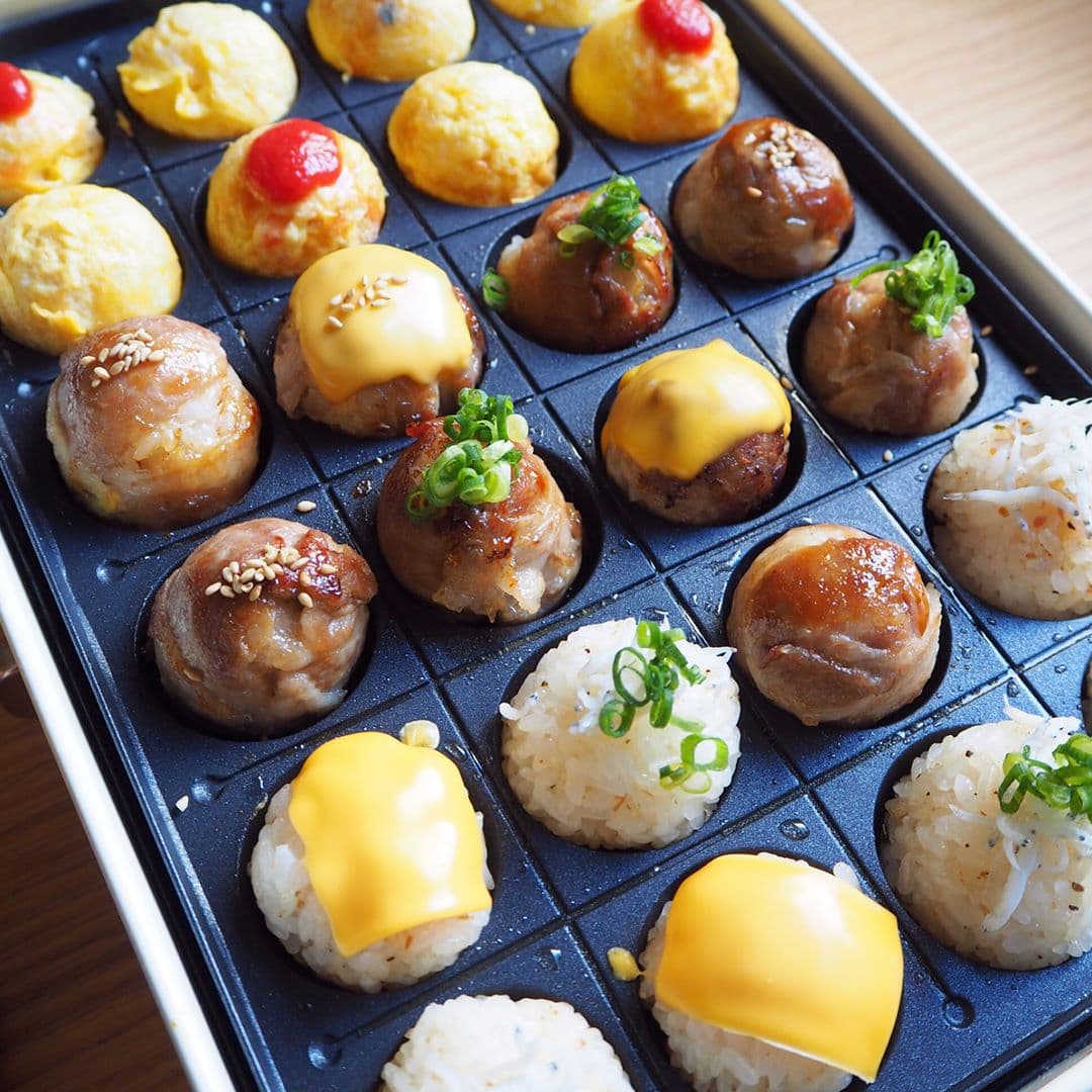 たこ焼き器で☆ひとくち肉巻きおにぎり