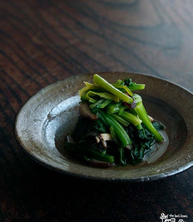 ほうれん草と焼き椎茸のお浸し