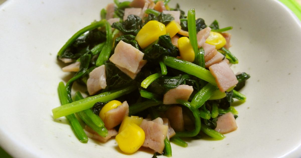 お弁当おかずに！ほうれん草とコーンの塩こんぶバター炒め