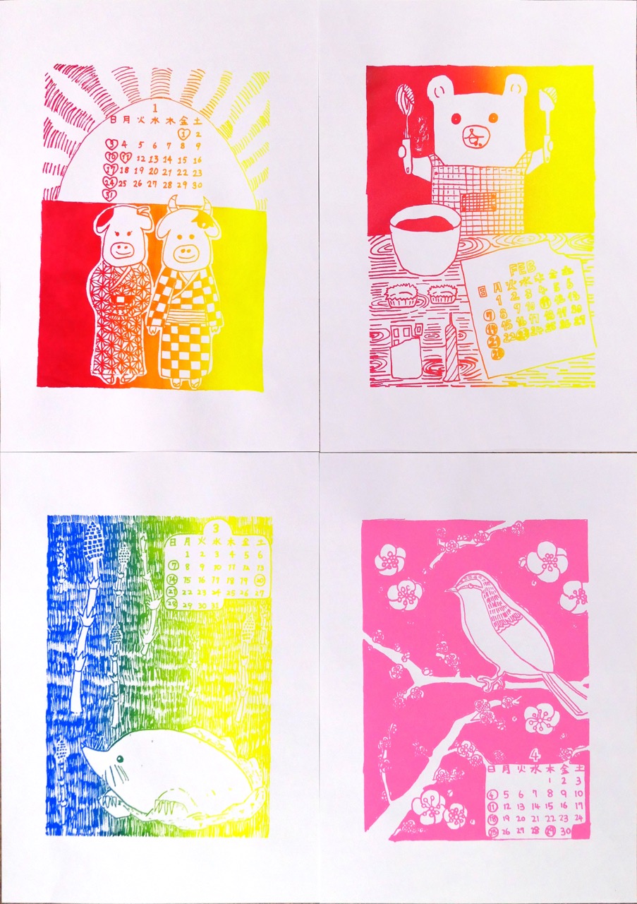 シルクスクリーン作品Alphabet story A:AzamiBLUE FOREST ART STORE