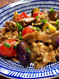 なすと豚肉の豆板醤炒め