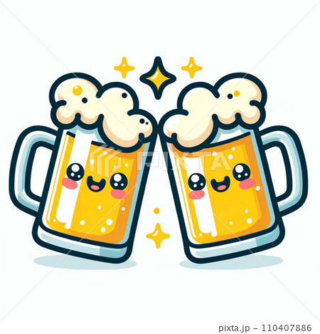 可愛いイラスト無料ビール ジョッキ 手書き − free illustration Beer mug handwrittenイラストダウンロード