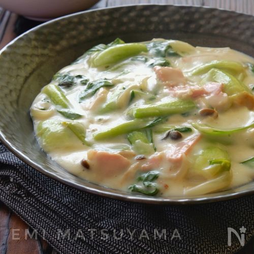 真だらとチンゲン菜の中華クリーム煮