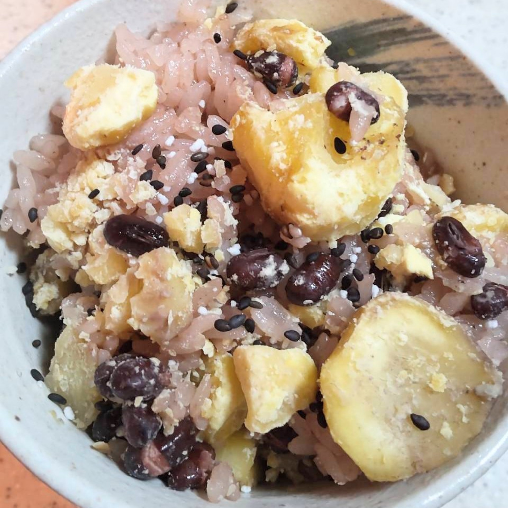 蒸し器で作る本格的な栗入りお赤飯、栗おこわ、レシピと作り方Fumiteaブログ~紅茶とお菓子