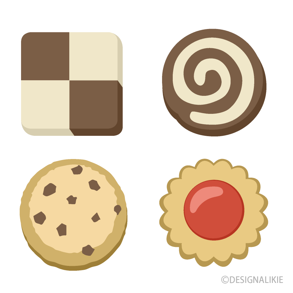 チョコチップクッキーイラストのフリー素材イラストイメージ