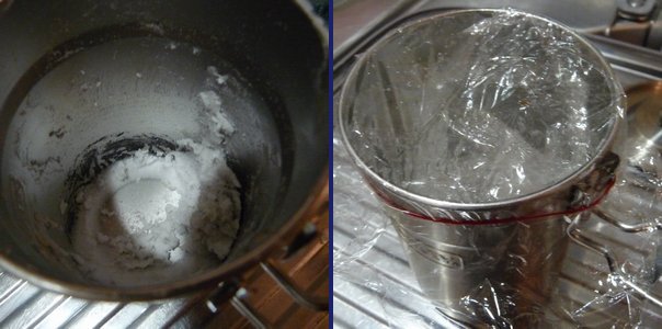 無垢のアルミフライパンの焦げ付き対処法, 無垢のアルミのものは、 , 酢を大さじ2杯程度の水溶液で30分煮ます、,それでも足りない場合はナイロンたわしにクエン酸 市販品 を付けて優しく磨く, ※ 重曹やアルカリ性の強い洗剤は避ける,科学的に反応して黒ずみの原因になります