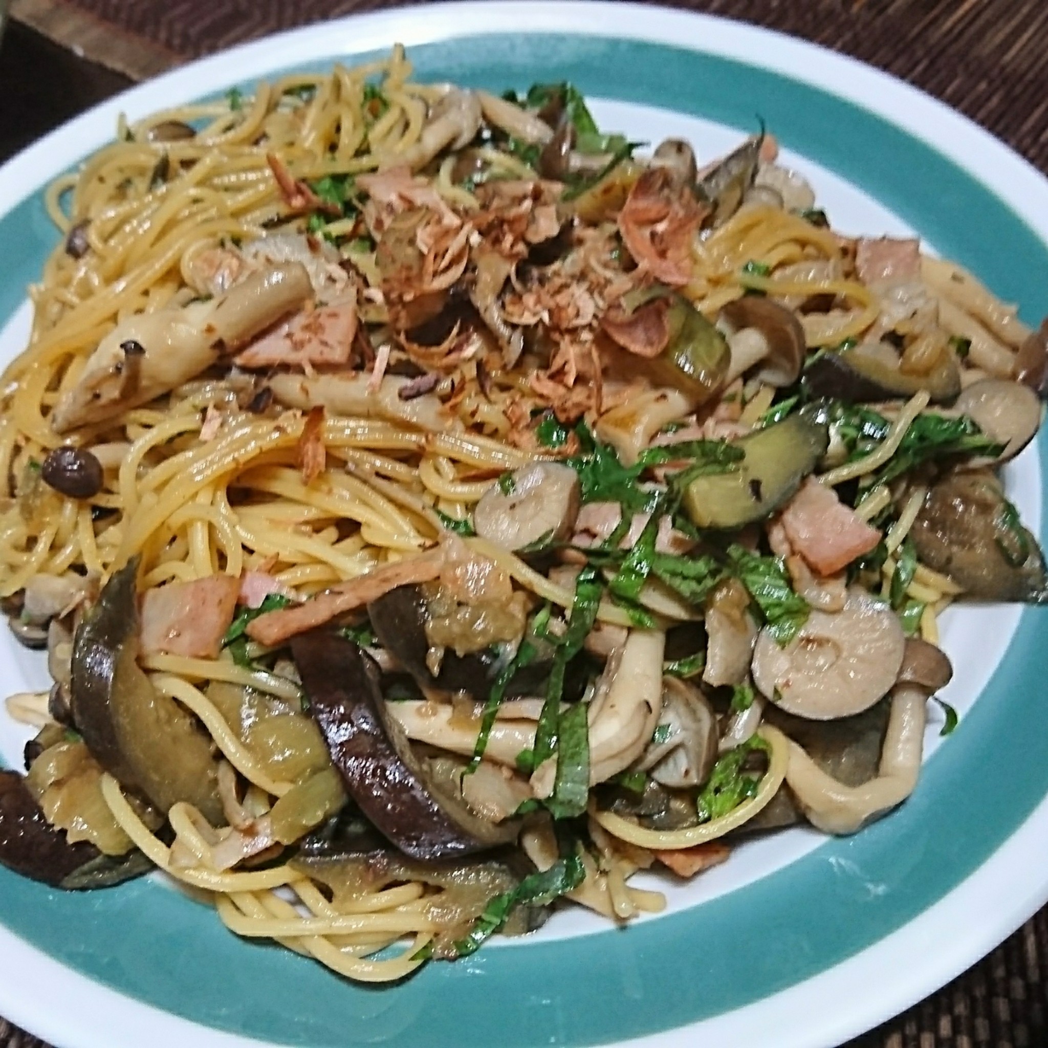 茄子とベーコンの和風炒め