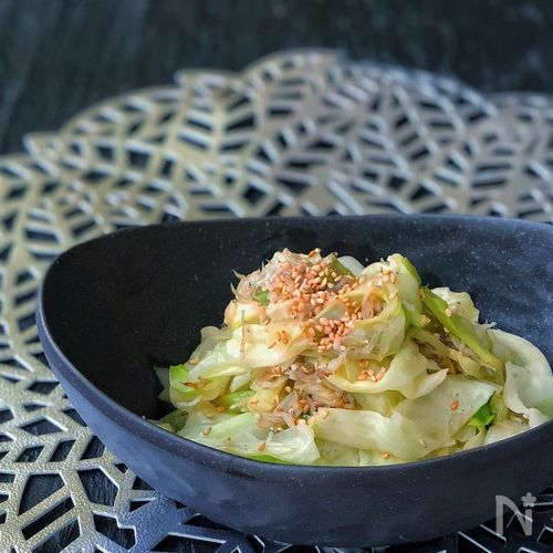 大量消費に☆キャベツとしらすのゆず胡椒煮浸し