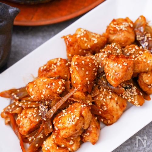 ボリューム満点ガッツリ献立♪ 鶏ごぼうの甘辛炒め