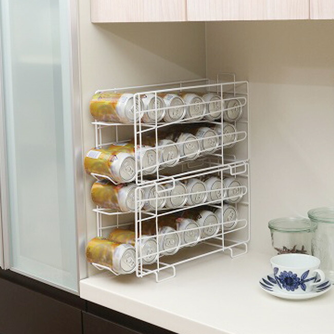 冷蔵庫中缶ストッカー ホワイト タワー tower 山崎実業 収納ケース 取っ手 350ml 500ml 缶ビール 冷蔵庫 棚 パントリー 整理モノトーン おしゃれ 白 5766