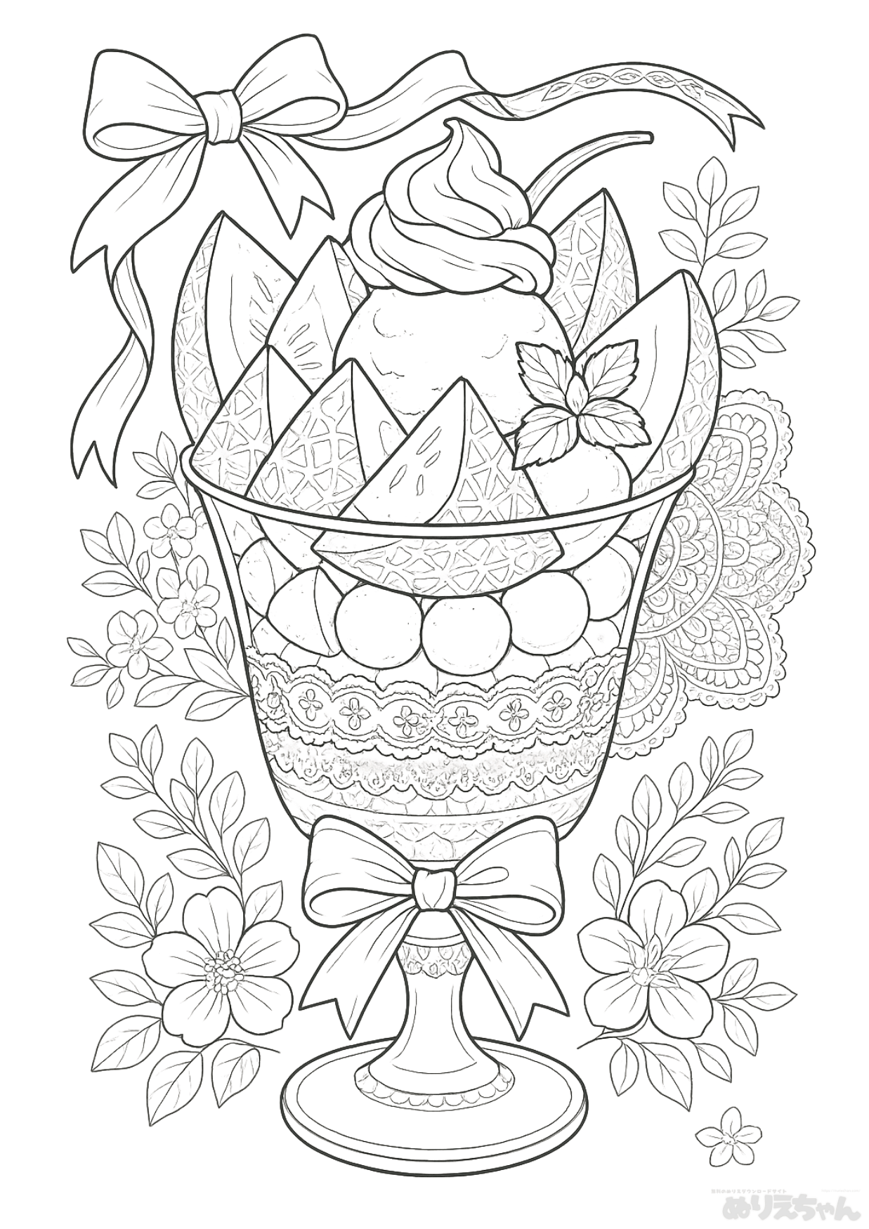 ぬりえ-スイーツ_A5印刷におすすめ あそび・ゲームのプリント素材を無料ダウンロードかっこいい塗り絵, ぬり絵, 簡単な落書き