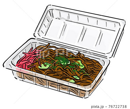 焼きそばの屋台：イラスト無料