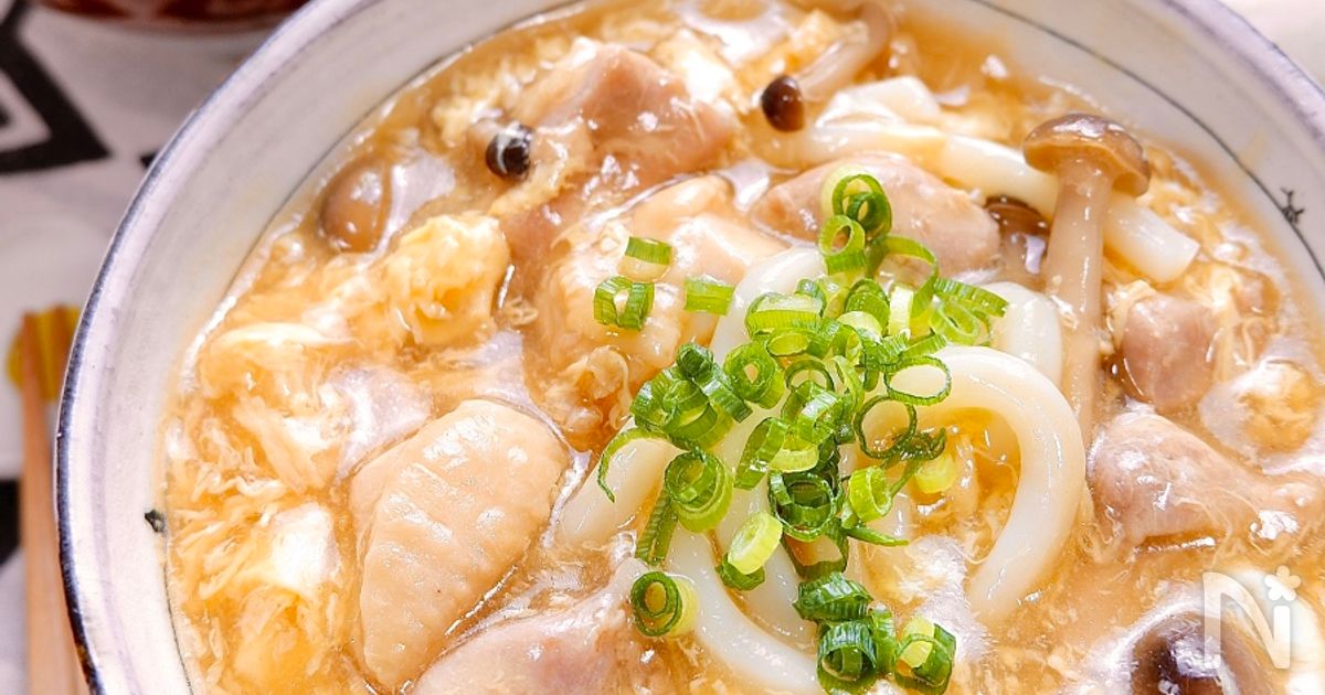 最後まで熱々！鶏のあんかけうどん