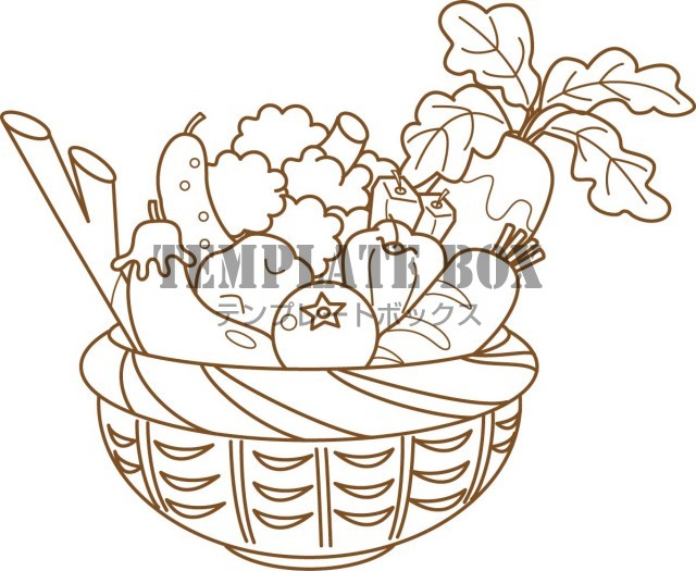 かごに入った野菜：イラスト無料