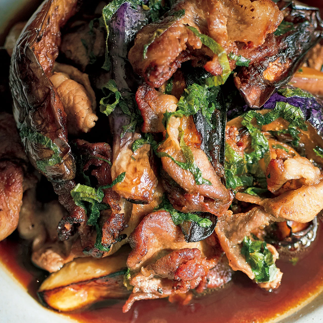 「なすと豚バラのポン酢だれ」レシピ