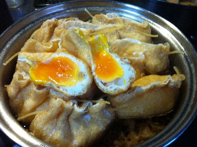 小松菜と油揚げの卵とじ丼