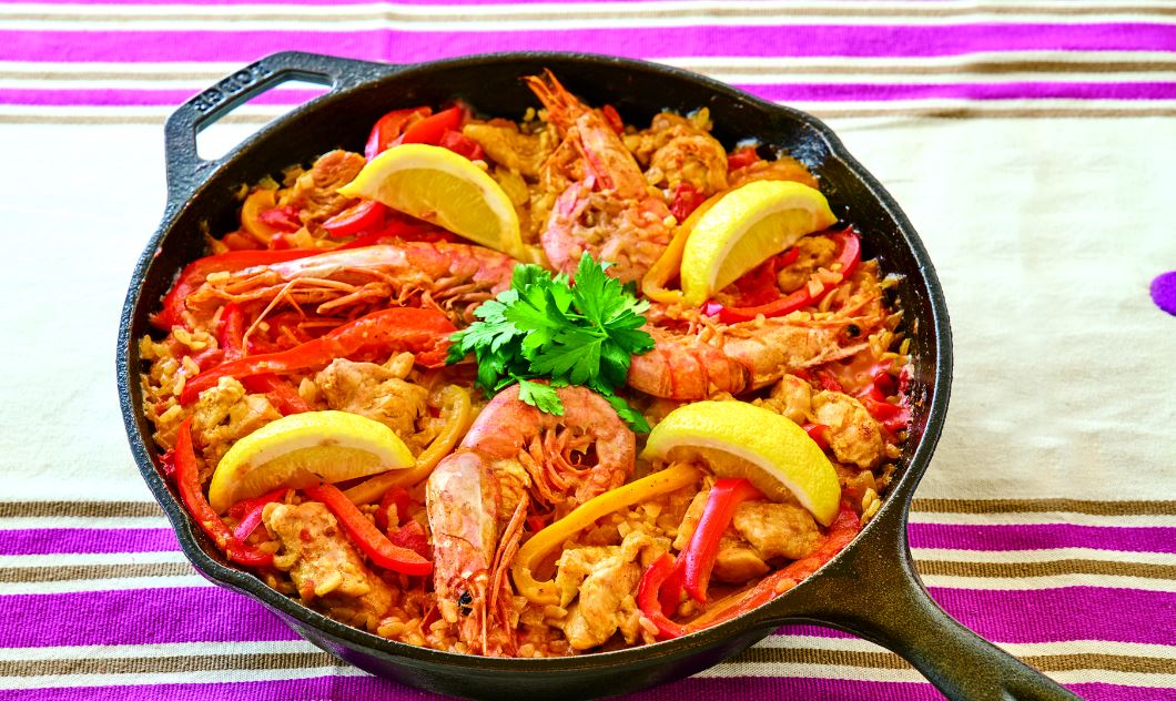 ホットプレートでミックスパエリア