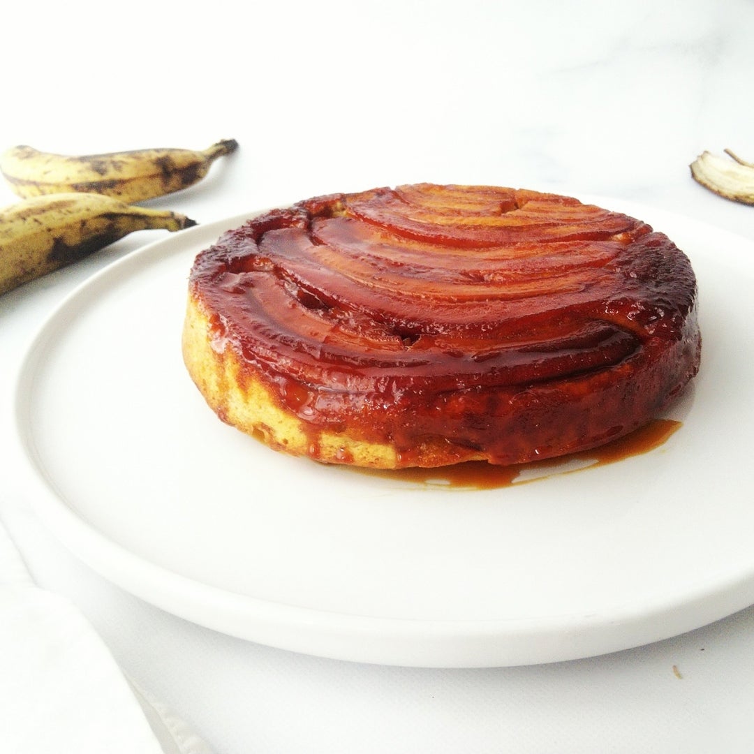 キャラメルバナナのアップサイドダウンケーキ バナナブレッドver.型にはまったお菓子なお茶の時間